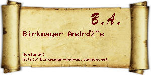Birkmayer András névjegykártya